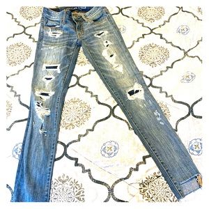 American Eagle super stretch distressed jegging 00